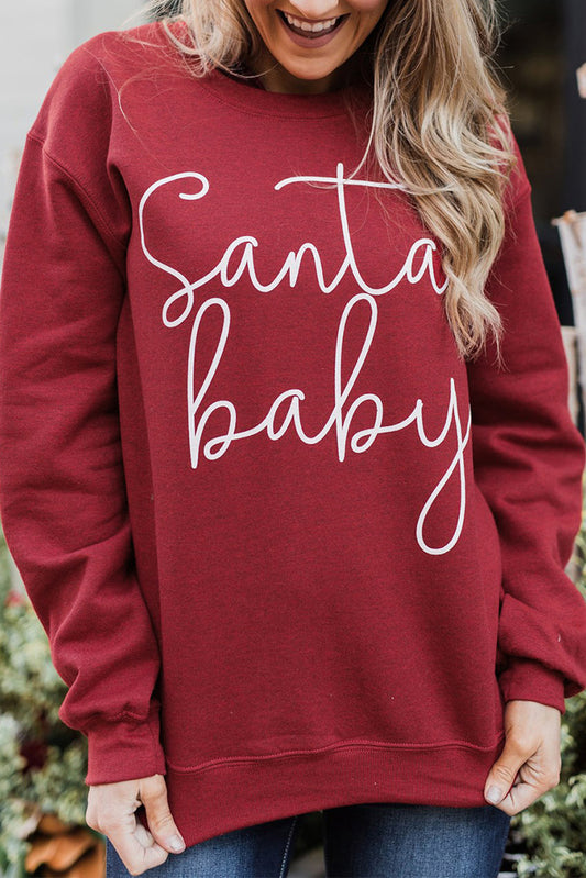 Sudadera con estampado navideño de Papá Noel y bebé