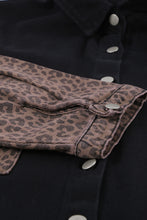 Sky Blue Contrast Leopard Denim Jacket