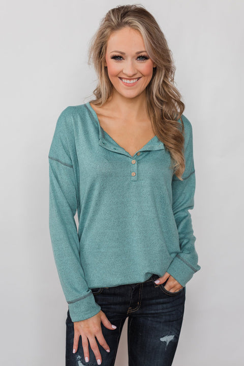 Button Long Sleeve Knit Top