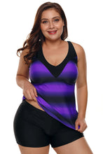 Conjunto de braguitas y tankini de tiras con estampado sombreado en negro