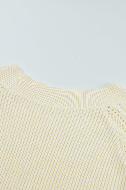 Beige Plain Off Shoulder Knit Pullover Sweater