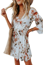 V Neck 3/4 Sleeve Floral Dress