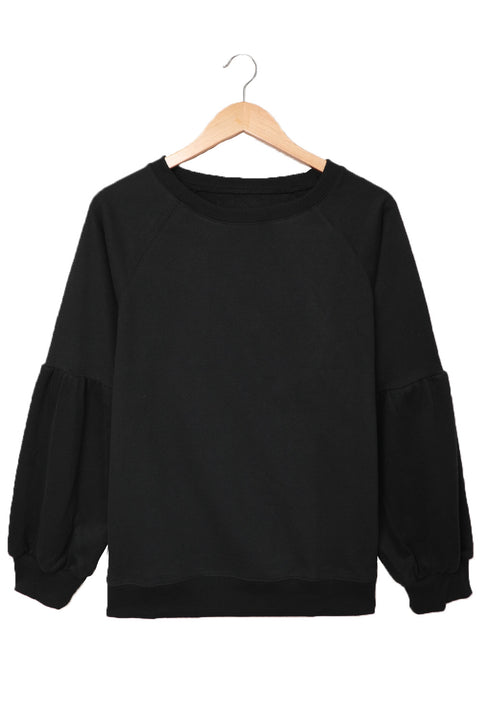 Raglan Patchwork Sleeve Pullover Sweatshirt