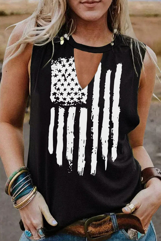 Cutout American Flag Print Tank Top