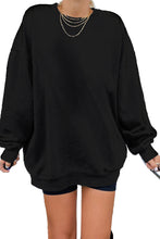 Dark Blue Oversized Solid Drop Shoulder Sweatshirt