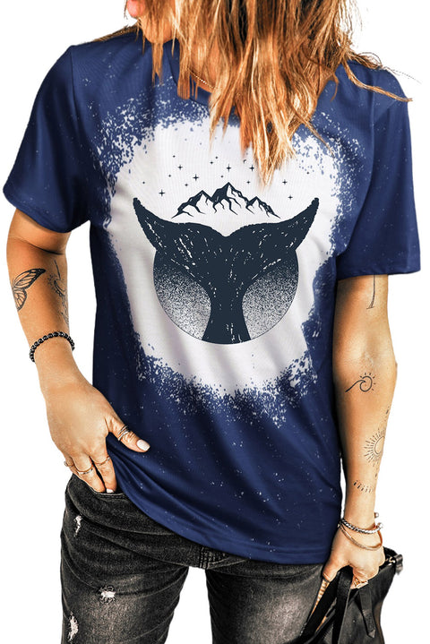 Whale Tail Mountain Graphic Print Short Sleeve Graphic Tee