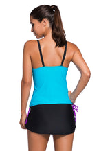 Blue Colorblock Tankini Skort Bottom Swimsuit