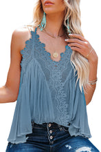 Lace Splicing Ruffled V Neck Cami Top