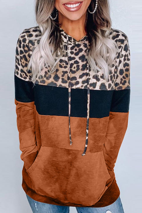 Sudadera con capucha y diseño teñido anudado con estampado de leopardo