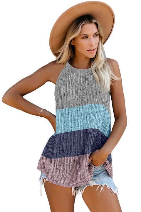 Color Block Striped Knit Tank Top