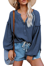 Casual Balloon Sleeve Crinkled Top