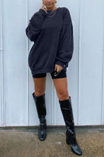 Dark Blue Oversized Solid Drop Shoulder Sweatshirt