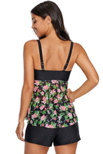 Top tankini bandeau con falda de encaje floral