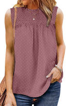 Swiss Dot Smocked Crew Neck Tank