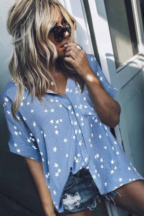 Camisa con mangas con puños y estampado de estrellas