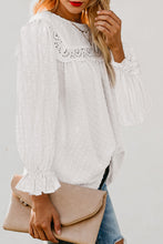 Swiss Dot Hollow Out Ruffle Sleeve Blouse