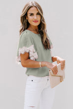 Satin Lace Flutter Sleeve Top