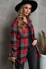 Khaki Grid Print Boyfriend Shirt Coat