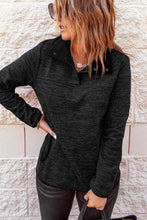 Heathered Turn-down Collar Pullover Sweatshirt