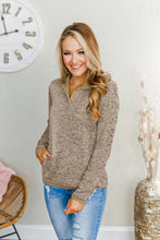 Heathered Turn-down Collar Pullover Sweatshirt