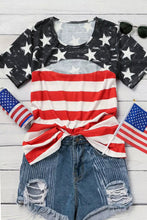 Contrast American Flag Cutout T-Shirt