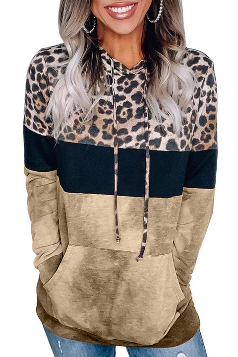 Sudadera con capucha y diseño teñido anudado con estampado de leopardo