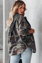 Camo Print Button up Hooded Jacket