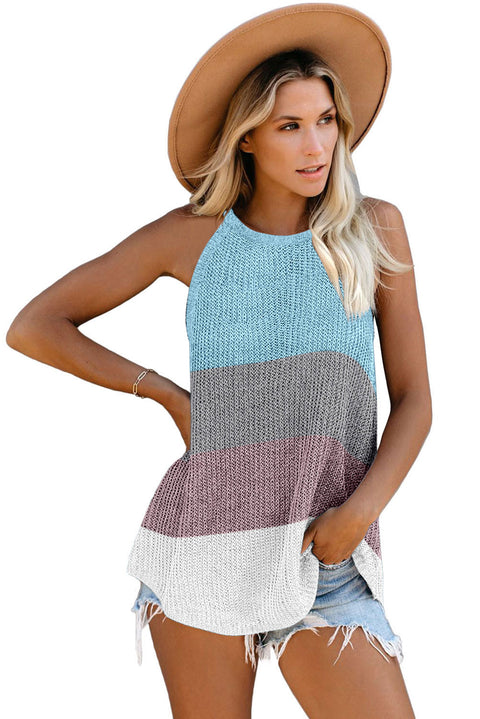 Color Block Striped Knit Tank Top