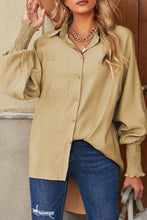 Billowy Sleeves Pocketed Shirt - HannaBanna Clothing