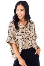 Chloe Animal Print V-neck Rolled Sleeve Tunic Top