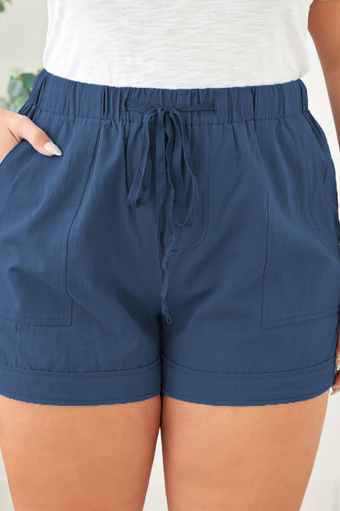 Elastic Waist Drawstring Pocket Shorts