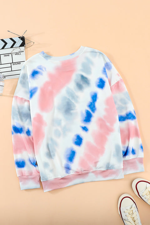 Casual Tie-dye Round Neck Sweatshirt