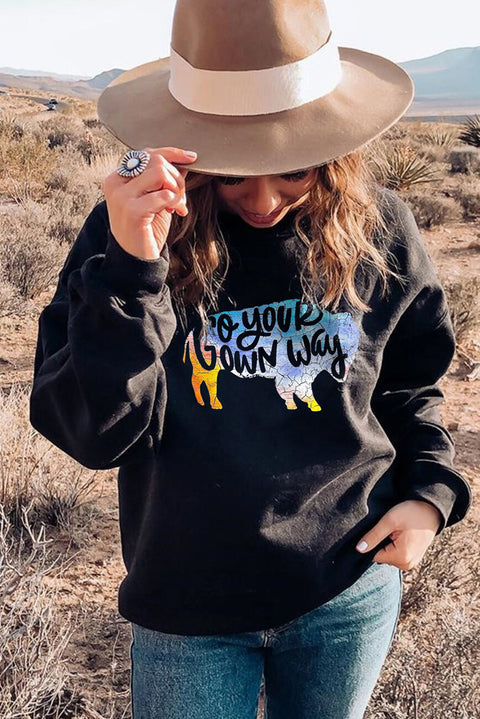 COWBOY take me away Graphic White Sweatshirt