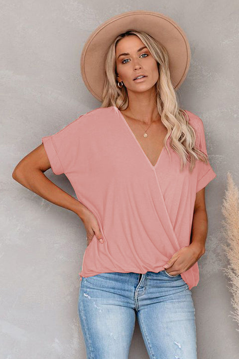 Short Sleeves Drape Knit Top