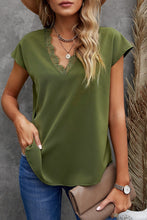 V Neck Lace Trim T-shirt