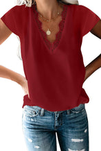 V Neck Lace Trim T-shirt