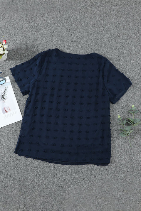 Swiss Dot Texture Short Sleeve Top