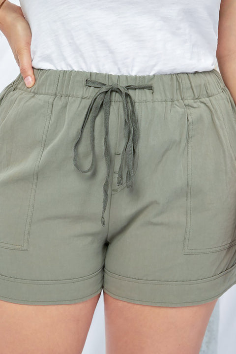 Elastic Waist Drawstring Pocket Shorts