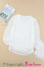 Swiss Dot Bubble Sleeve Blouse