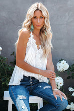 Lace Splicing Ruffled V Neck Cami Top