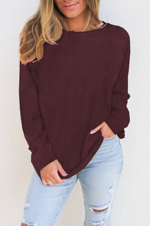 Plain Knit Long Sleeve Top