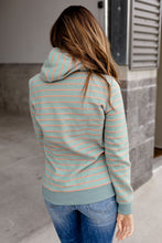 Striped Turtleneck Hoodie with Pocket