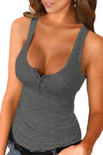 Sleeveless Scoop Neck Button Tank Top