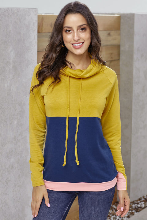 Dual Gray Colorblock Thumbhole Sleeved Sweatshirt