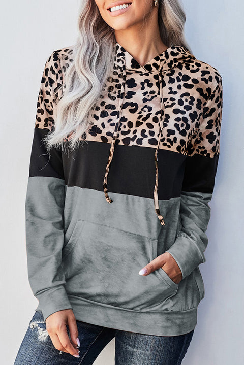 Sudadera con capucha y diseño teñido anudado con estampado de leopardo