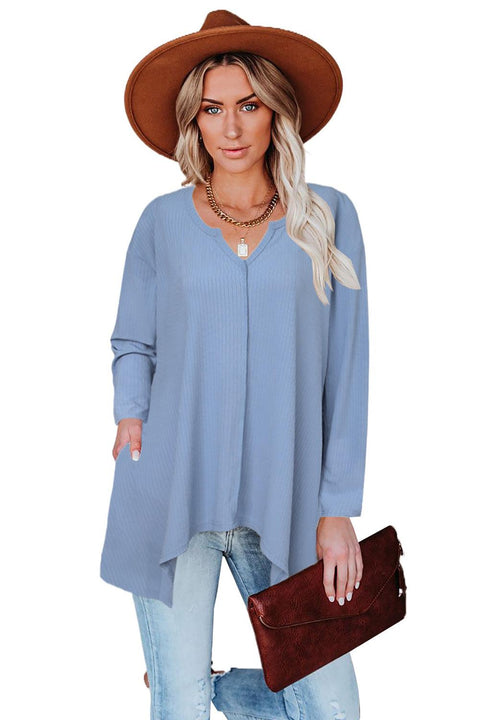 Asymmetric Hemline Long Sleeve Top - HannaBanna Clothing