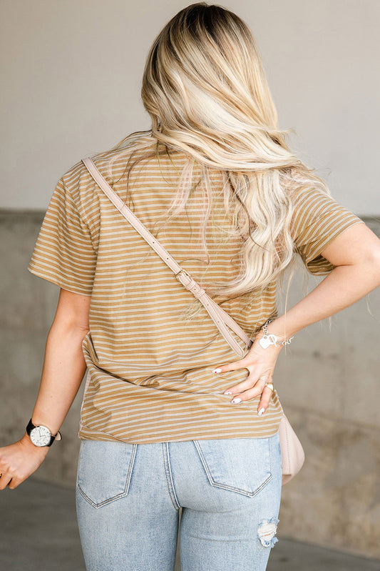 Striped Contrast Stripe Patchwork Tee