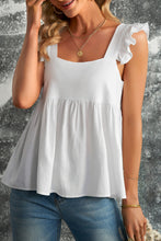 Khaki Flutter Shoulder Babydoll Top