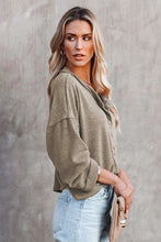 Khaki Buttoned Loose Long Sleeve Shirt